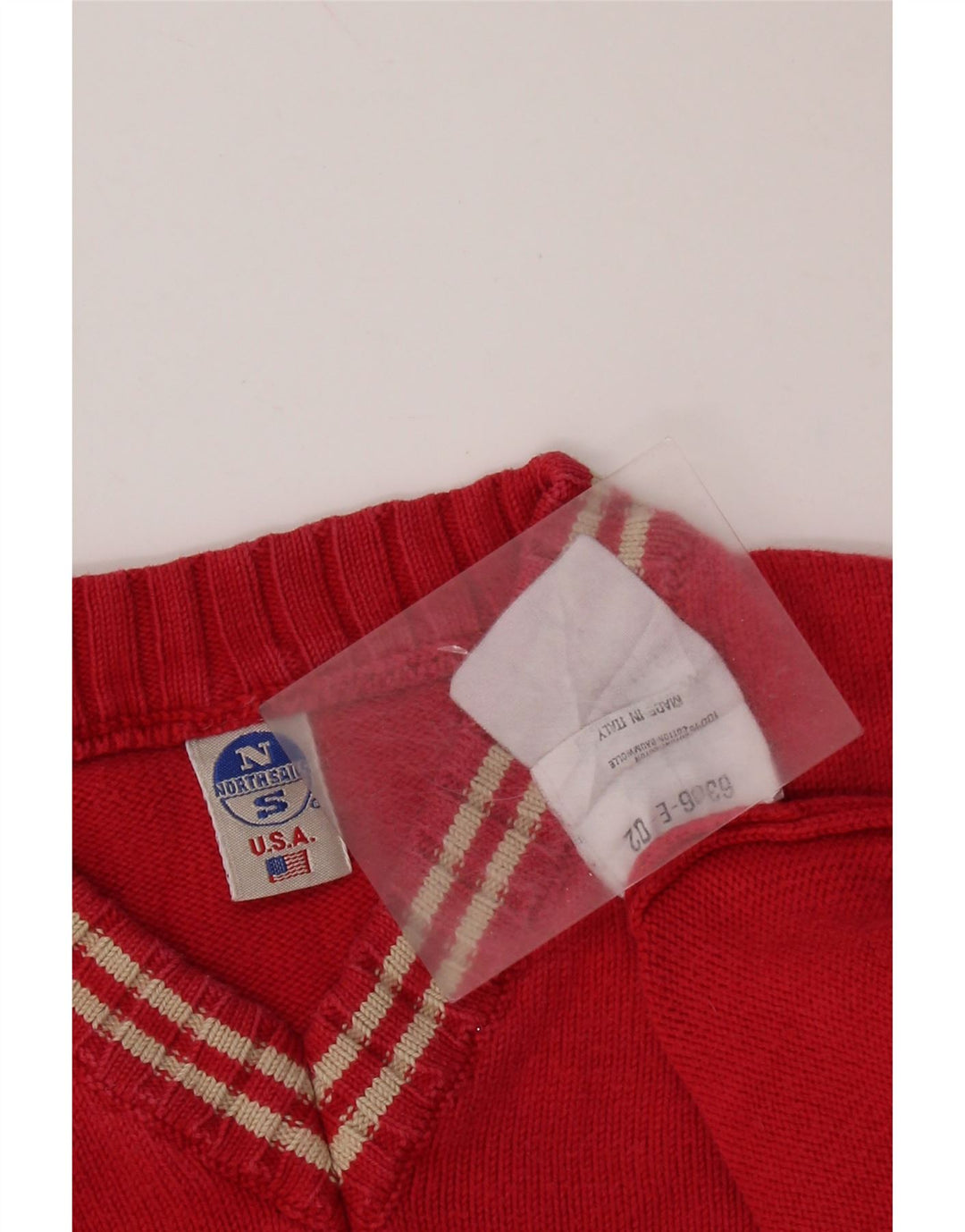 NORTH SAILS Womens Oversized V-Neck Jumper Sweater UK 10 Small Red Cotton