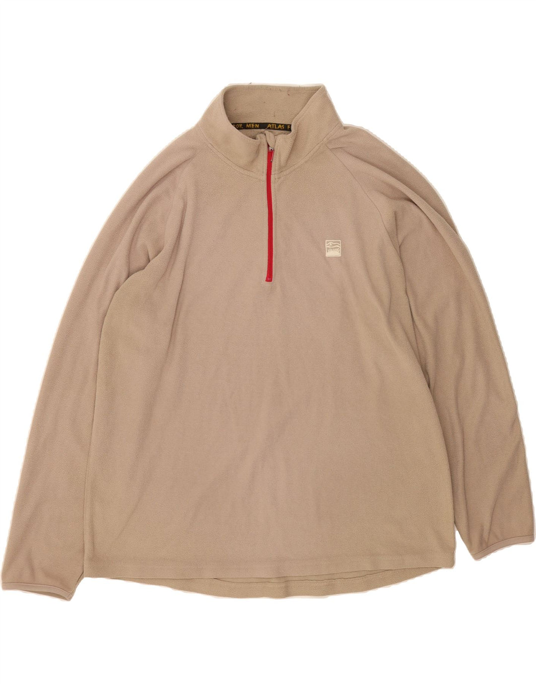 ATLAS FOR MEN Mens Zip Neck Fleece Jumper 2XL Brown Polyester Vintage Atlas For Men and Second-Hand Atlas For Men from Messina Hembry 