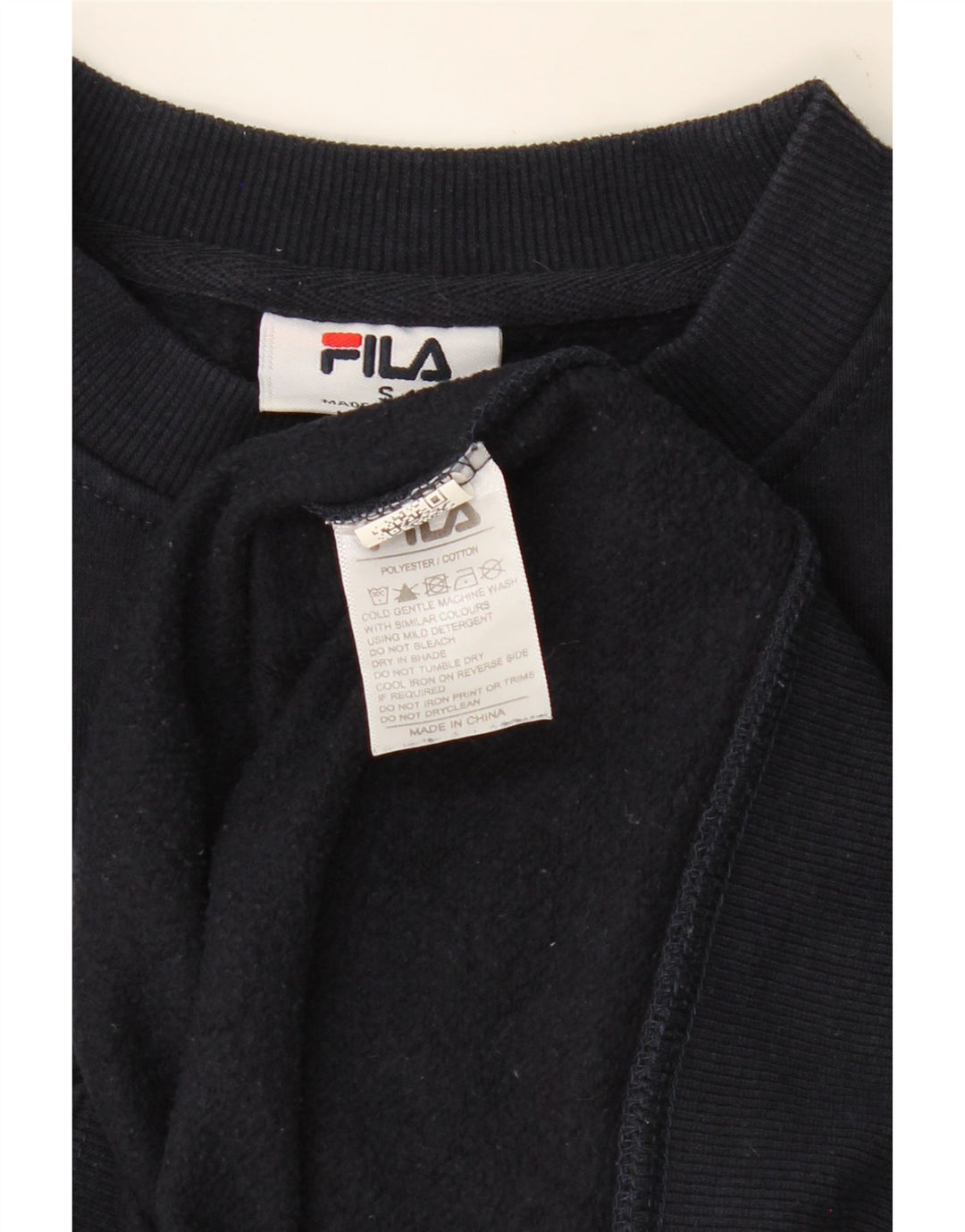 FILA Womens Oversized Graphic Sweatshirt Jumper UK 10 Small Navy Blue Vintage Fila and Second-Hand Fila from Messina Hembry 