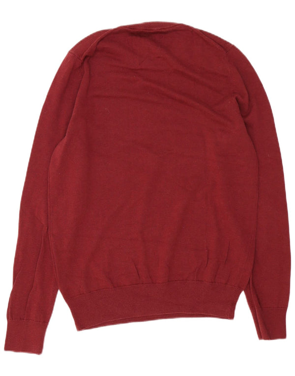 MARKS & SPENCER Mens Crew Neck Jumper Sweater Small Burgundy Cotton