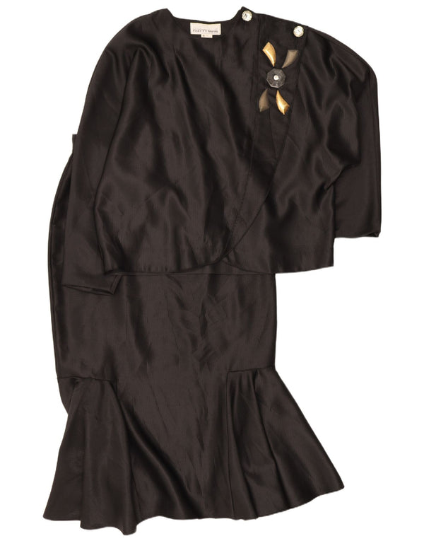Vintage Womens Oversized 2 Piece Skirt Set IT 46 Large W28 Black Pinstripe