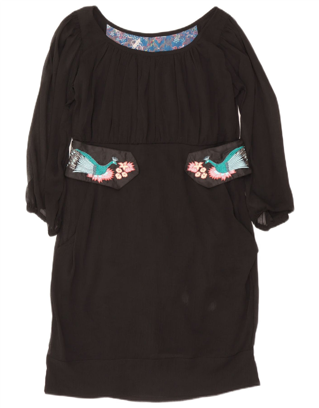 Desigual Womens Shift Dress EU 42 Large Black Animal Print Polyester