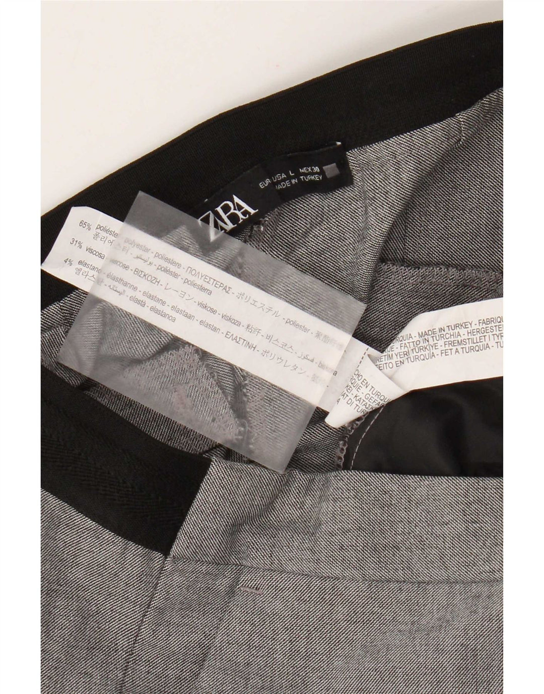 Zara Womens Slim Chino Trousers Large W30 L27 Grey Colourblock Polyester