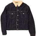 RIFLE Womens Denim Sherpa Jacket UK 16 Large Navy Blue Cotton