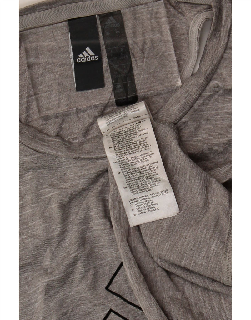 ADIDAS Womens Graphic Vest Top UK 20/22 XL Grey Flecked Polyester Vintage Adidas and Second-Hand Adidas from Messina Hembry 