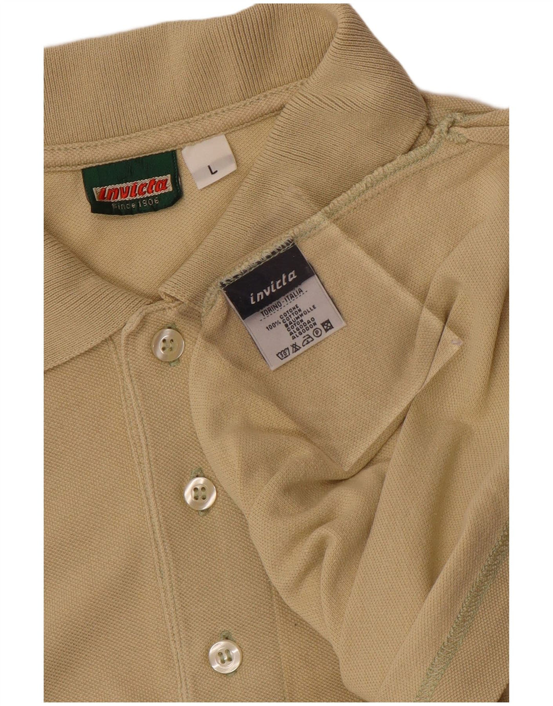 INVICTA Mens Polo Shirt Large Beige Cotton
