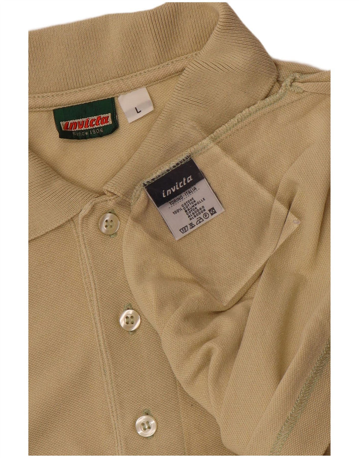 INVICTA Mens Polo Shirt Large Beige Cotton