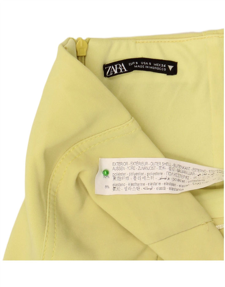 Zara Womens Strapless Dress UK 8 Small Yellow Polyester
