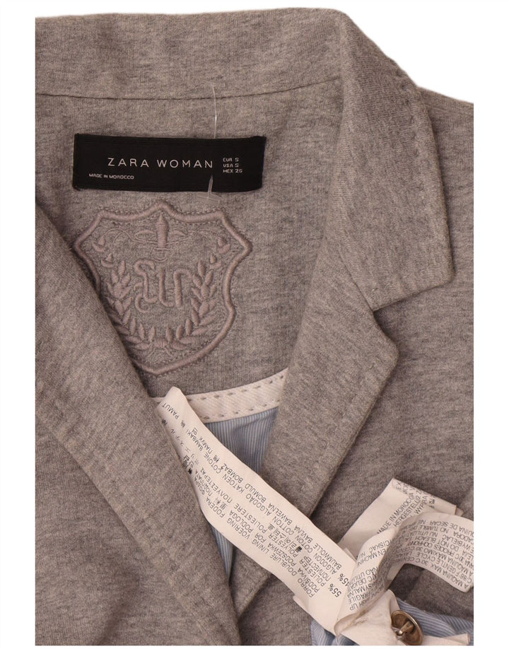 Zara Womens 2 Button Blazer Jacket UK 10 Small Grey Polyester