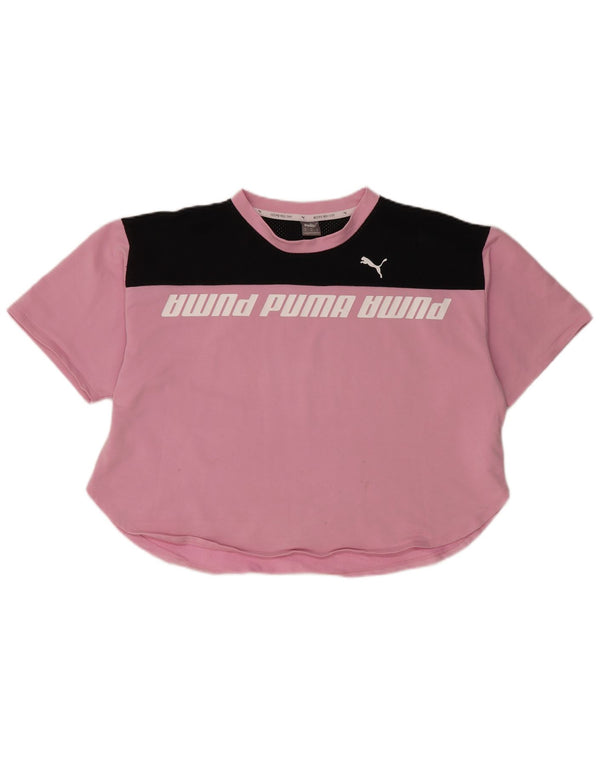 PUMA Womens Graphic T-Shirt Top UK 18 XL Pink Colourblock Cotton