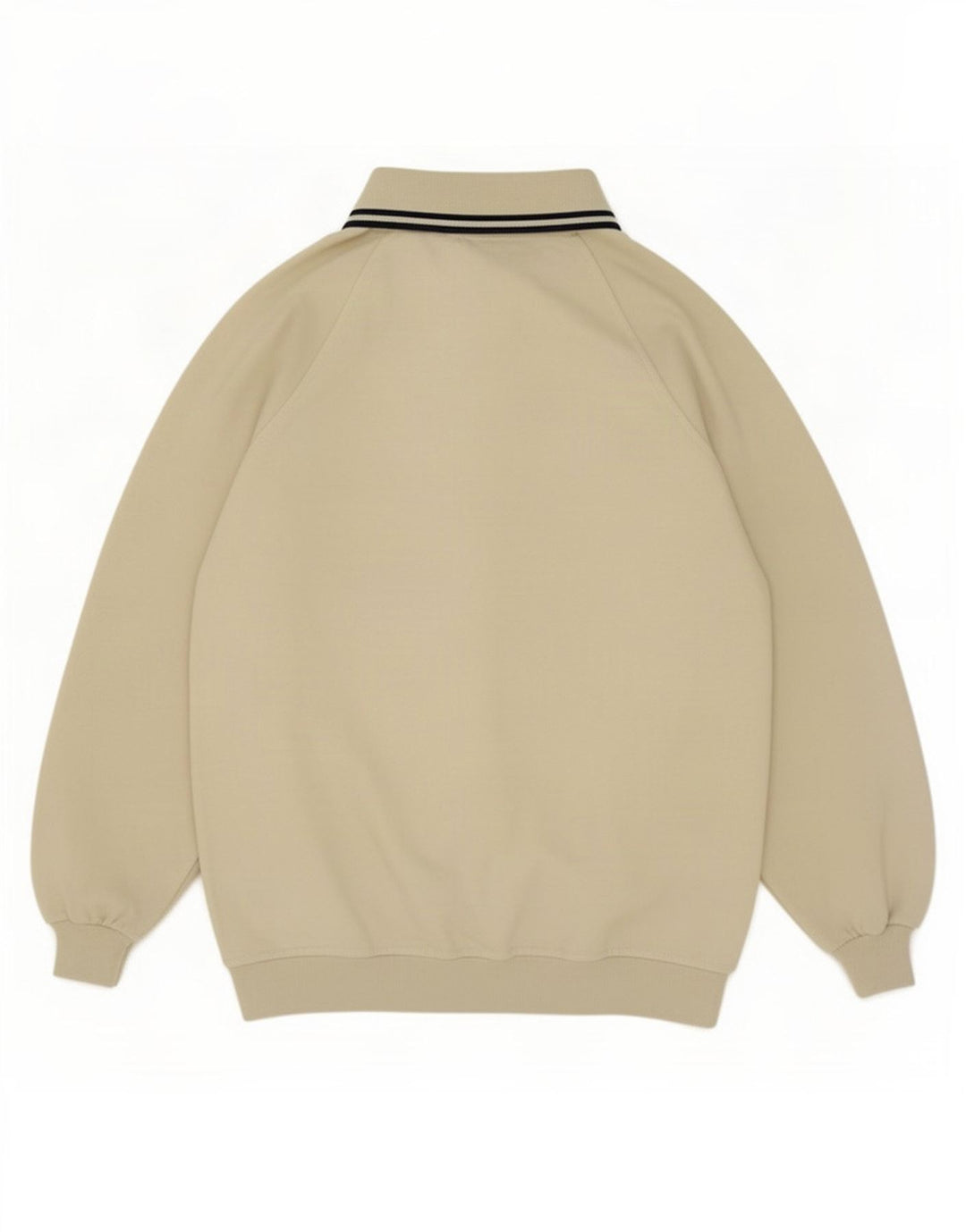 Vintage Mens Polo Neck Sweatshirt Jumper Medium Beige Cotton