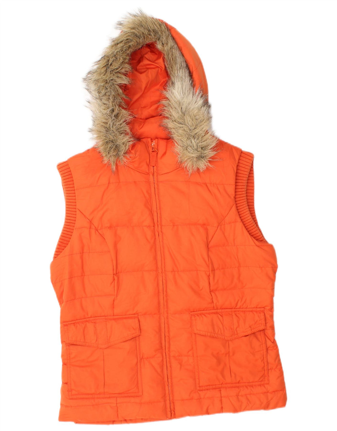 S.OLIVER Womens Hooded Padded Gilet UK 14 Medium Orange Polyester