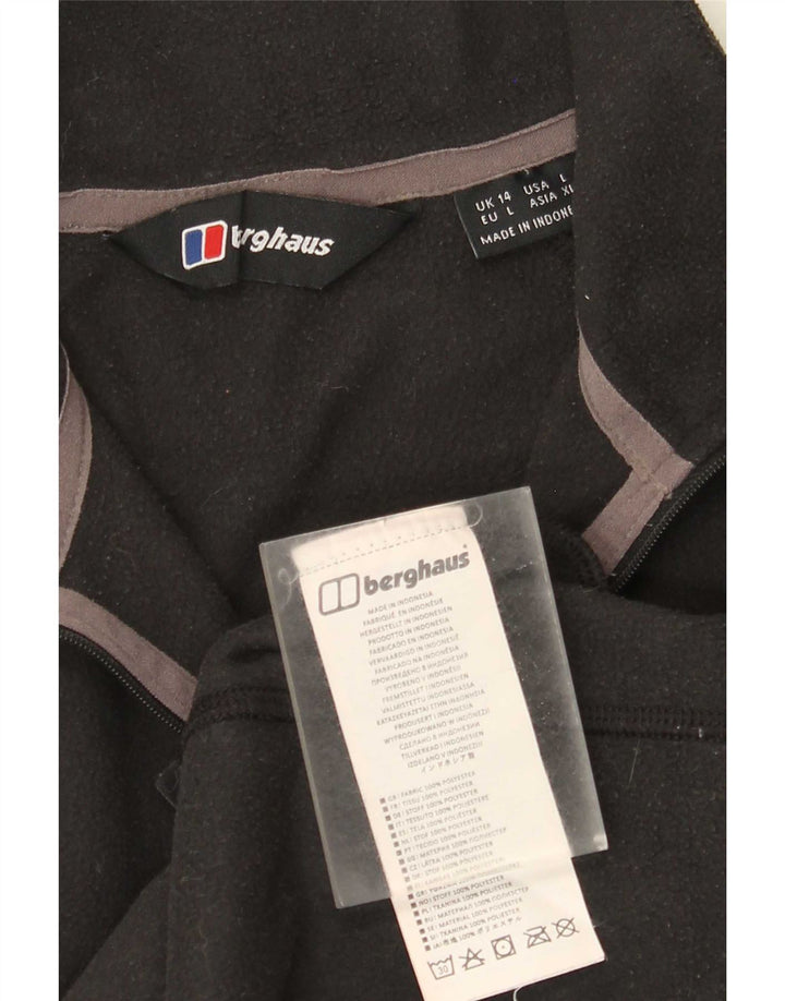 Berghaus Womens Zip Neck Fleece Jumper UK 14 Large Black Polyester
