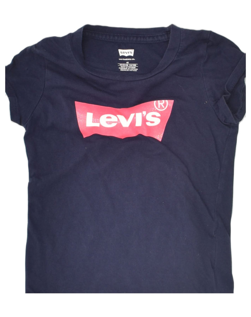 LEVI'S Girls Graphic T-Shirt Top 3-4 Years Navy Blue Cotton | Vintage Levi's | Thrift | Second-Hand Levi's | Used Clothing | Messina Hembry 