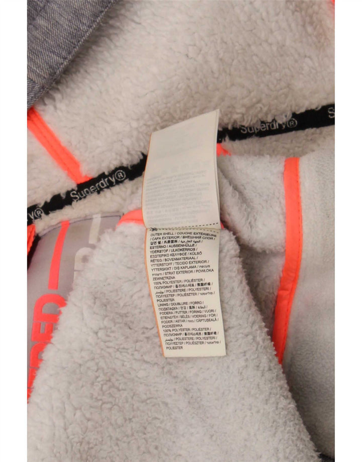 Superdry Womens Hooded Windbreaker Jacket UK 16 Large Grey Polyester
