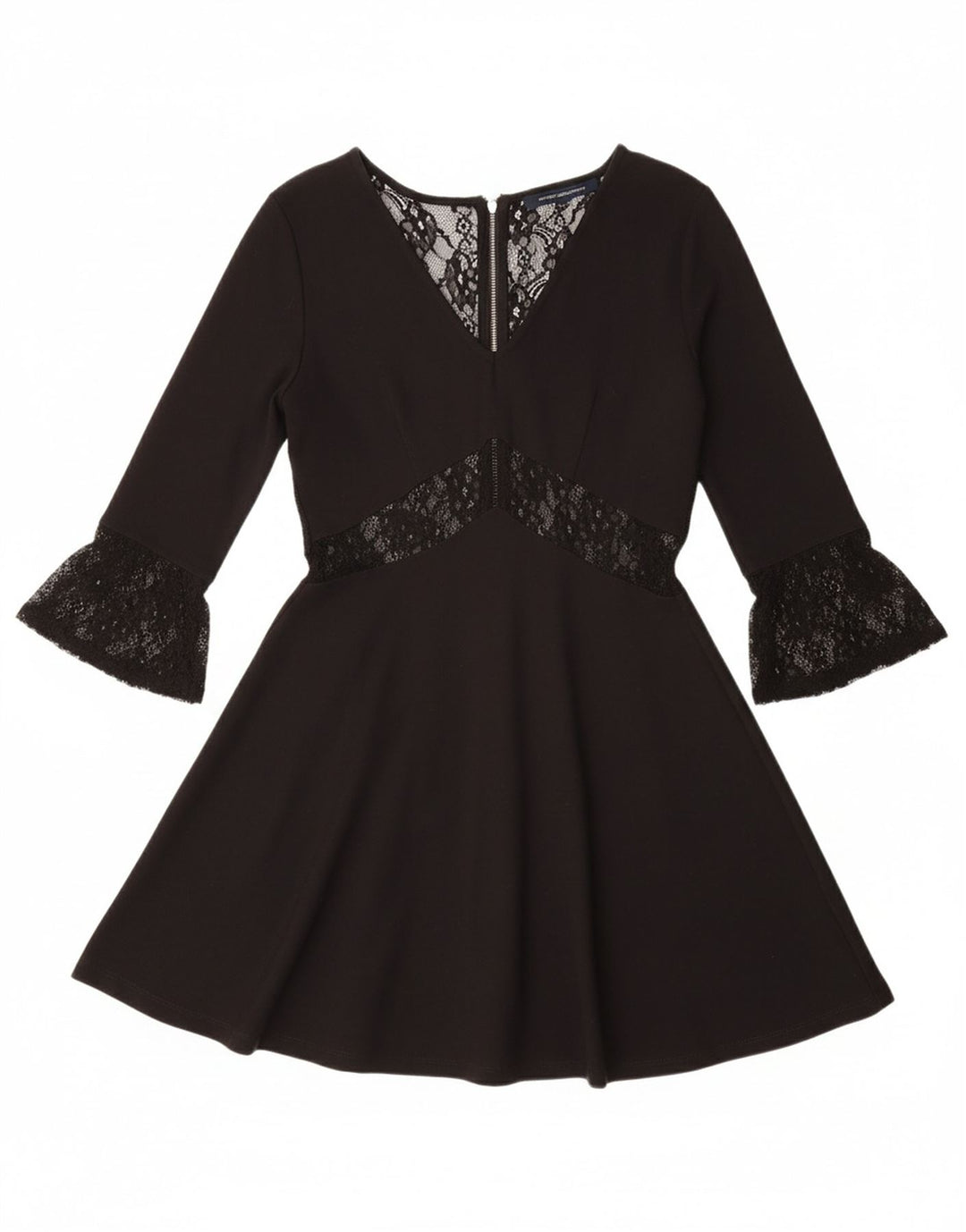FRENCH CONNECTION Womens 3/4 Sleeve Swing Dress UK 12 Medium Black Viscose