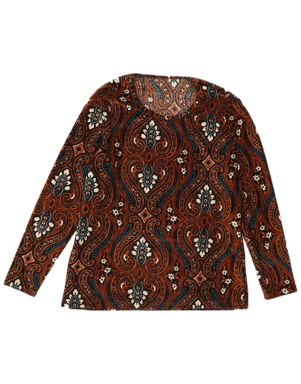Vintage Womens Long Sleeve Blouse Top UK 12 Medium Brown Paisley