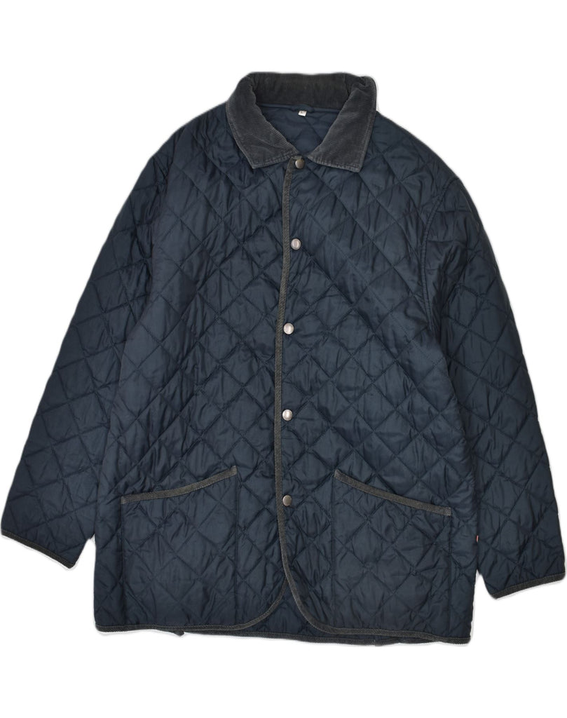 BRUGI Mens Quilted Jacket UK 40 Large Navy Blue Nylon | Vintage | Thrift | Second-Hand | Used Clothing | Messina Hembry 