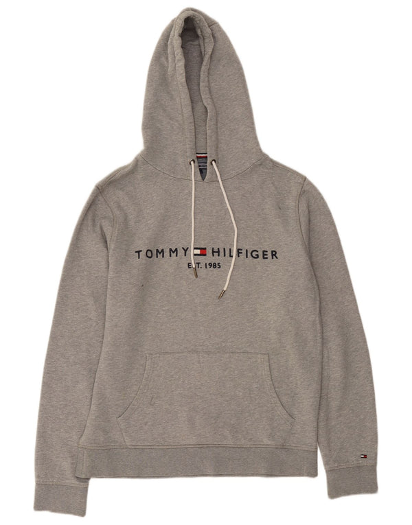 Tommy Hilfiger Mens Graphic Hoodie Jumper Large Grey Cotton