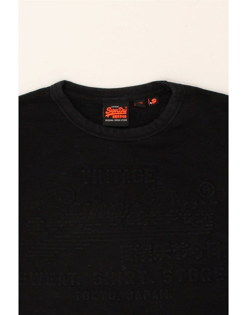 SUPERDRY Mens Graphic Sweatshirt Jumper Small Black Cotton | Vintage Superdry | Thrift | Second-Hand Superdry | Used Clothing | Messina Hembry 