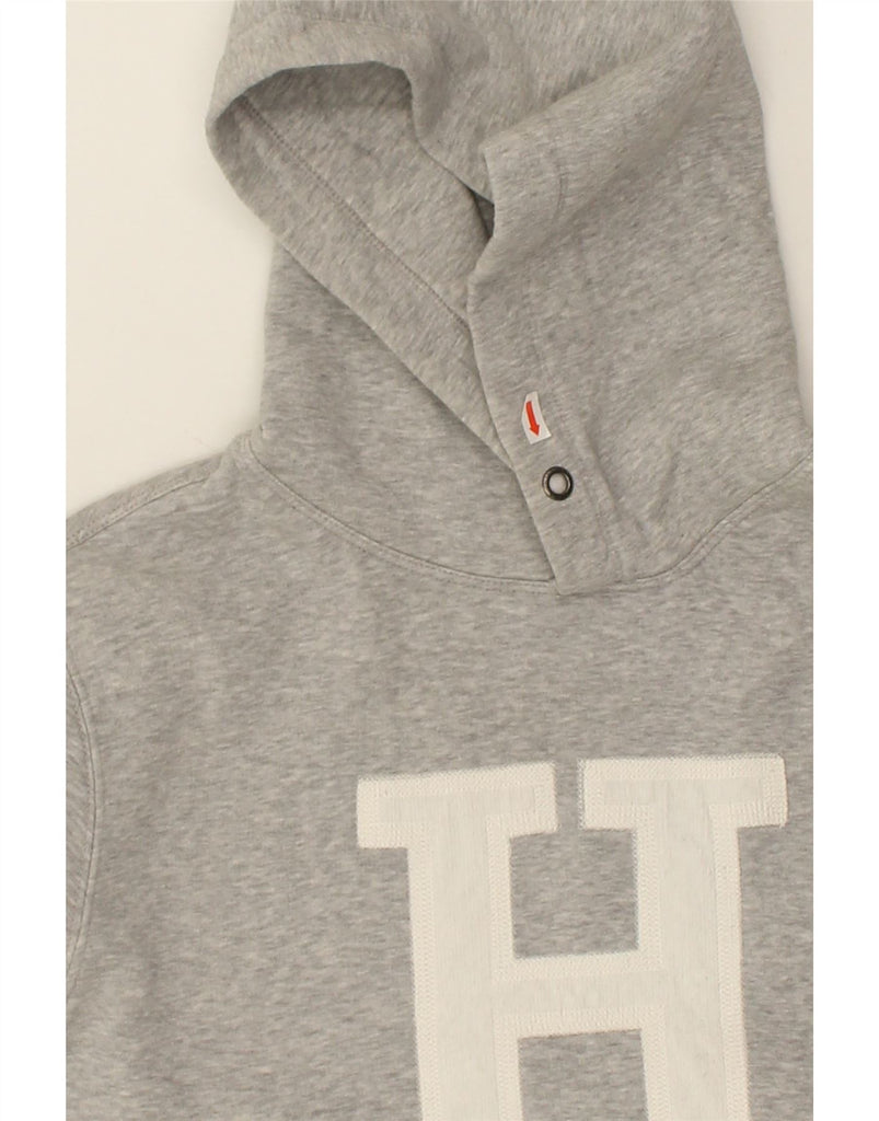 TOMMY HILFIGER Mens Graphic Hoodie Jumper Large Grey Cotton | Vintage Tommy Hilfiger | Thrift | Second-Hand Tommy Hilfiger | Used Clothing | Messina Hembry 