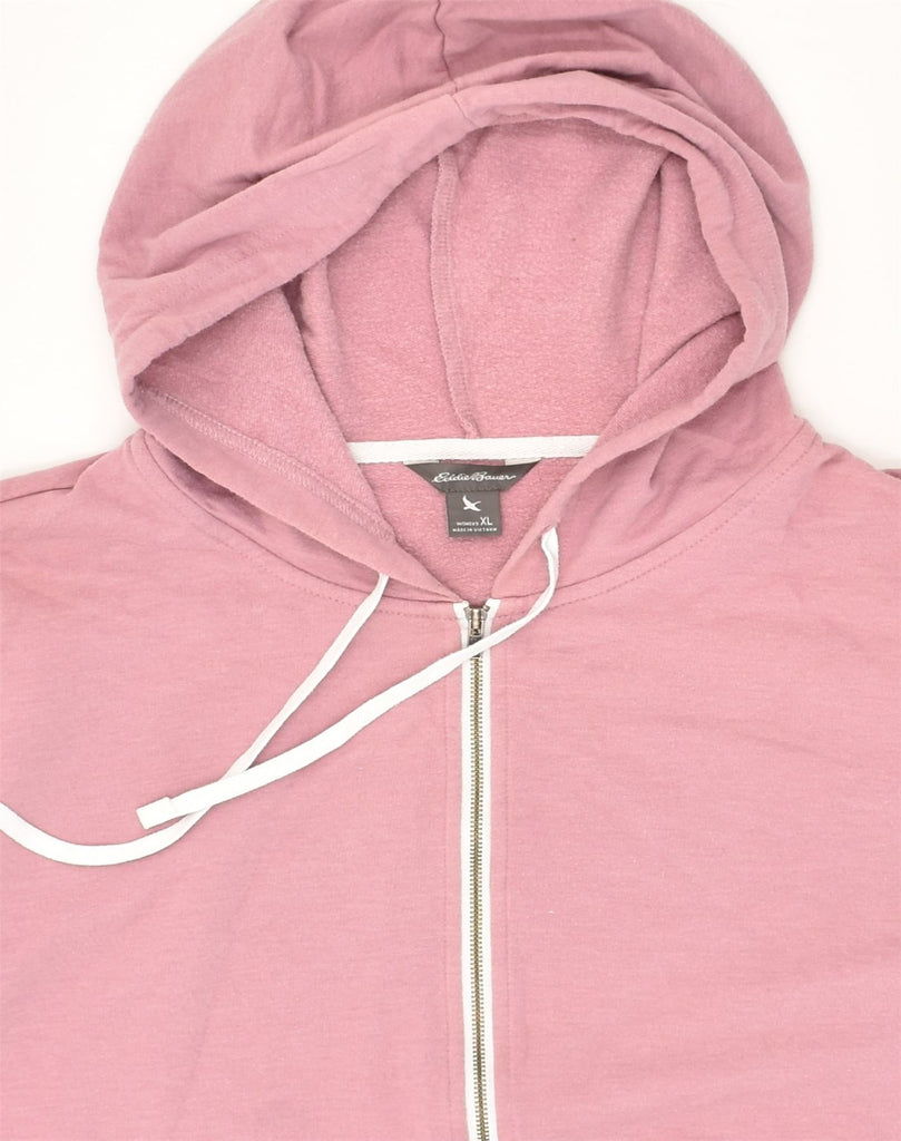 EDDIE BAUER Womens Zip Hoodie Sweater UK 18 XL Pink Cotton | Vintage Eddie Bauer | Thrift | Second-Hand Eddie Bauer | Used Clothing | Messina Hembry 