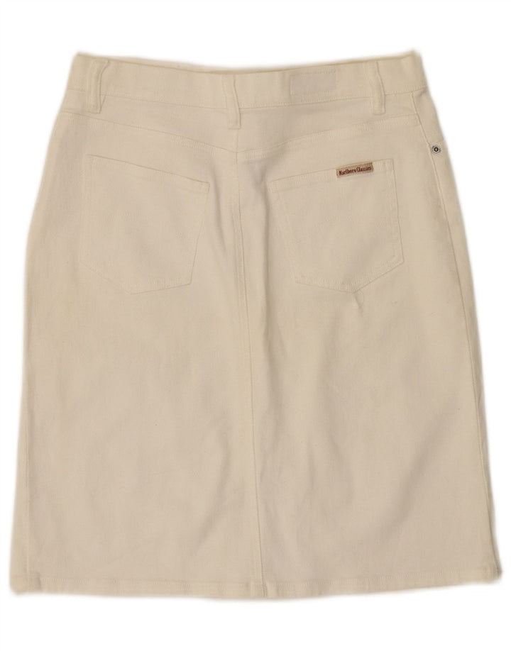 Marlboro Classics Womens Denim Skirt IT 42 Medium W28 White Cotton