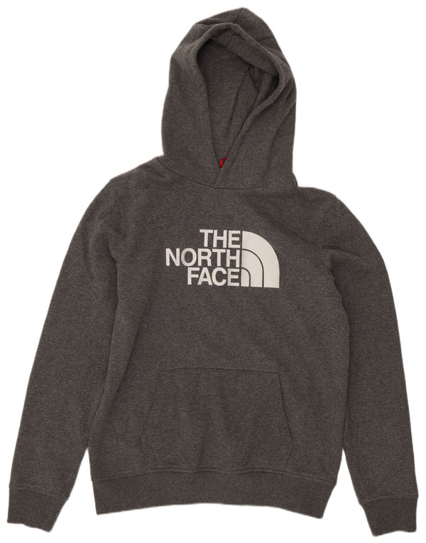 The North Face Boys Graphic Hoodie Jumper 14-15 Years XL Grey Cotton