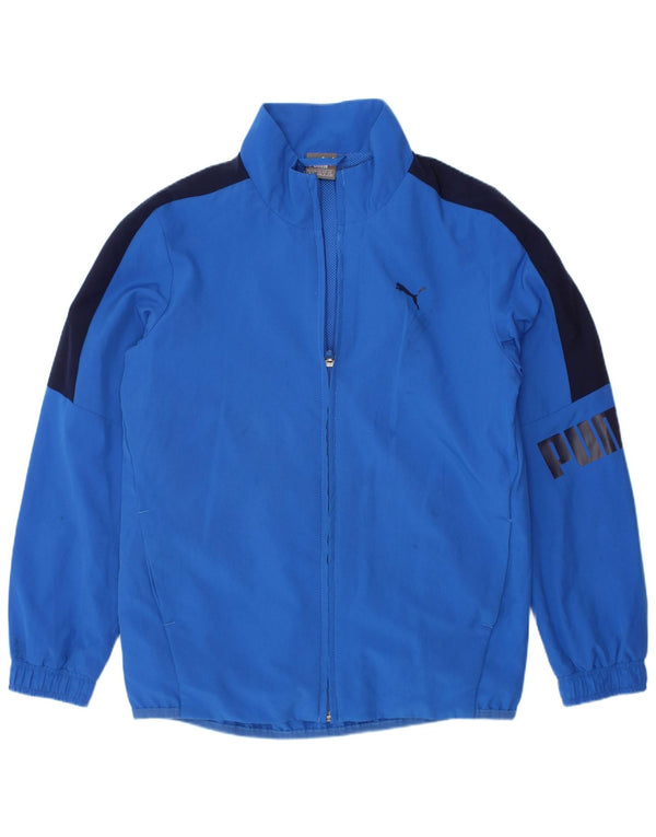 PUMA Boys Graphic Tracksuit Top Jacket 7-8 Years Blue Colourblock