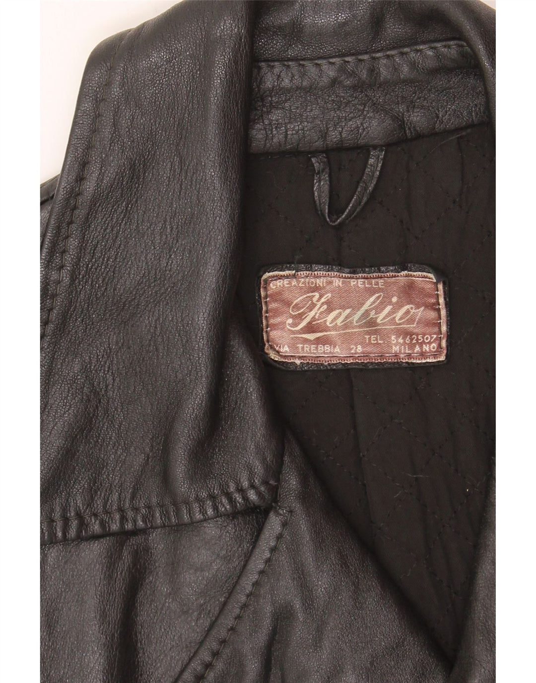 FABIO D Mens Leather Coat UK 36 Small Black Leather Vintage Fabio D and Second-Hand Fabio D from Messina Hembry 