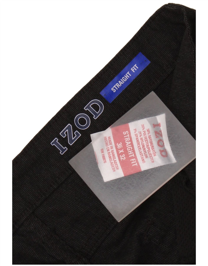 Izod Womens Straight Casual Trousers W36 L32 Black Rayon
