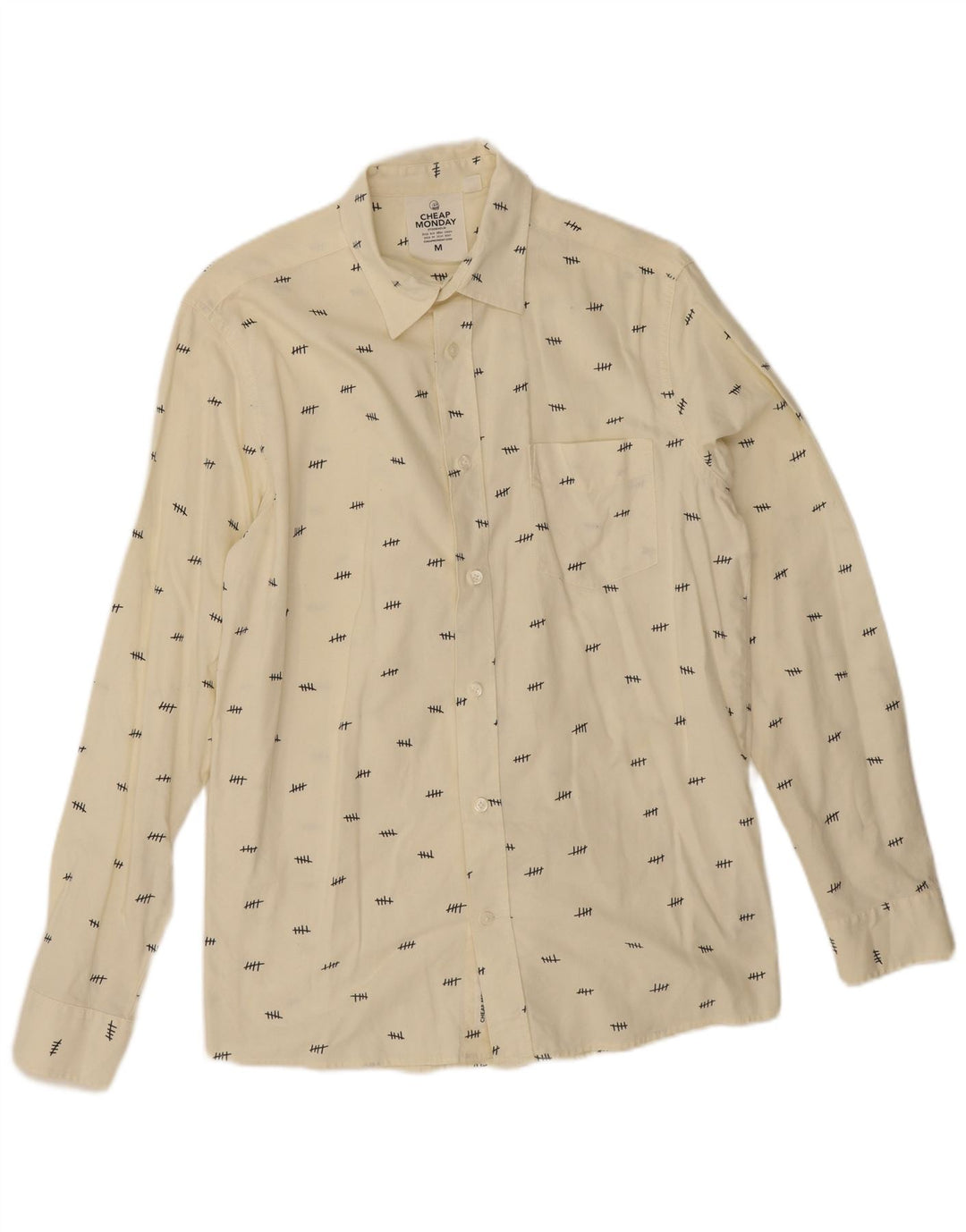 Cheap Monday Mens Shirt Medium Off White Cotton