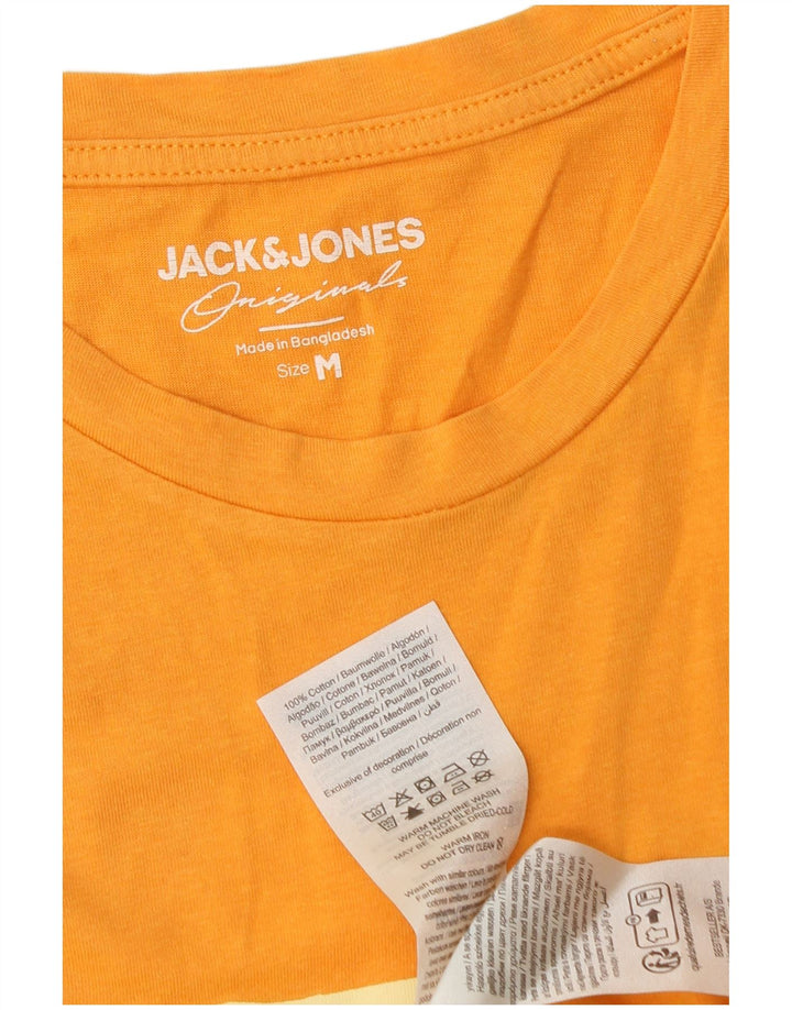Jack & Jones Mens Graphic T-Shirt Top Medium Orange Cotton