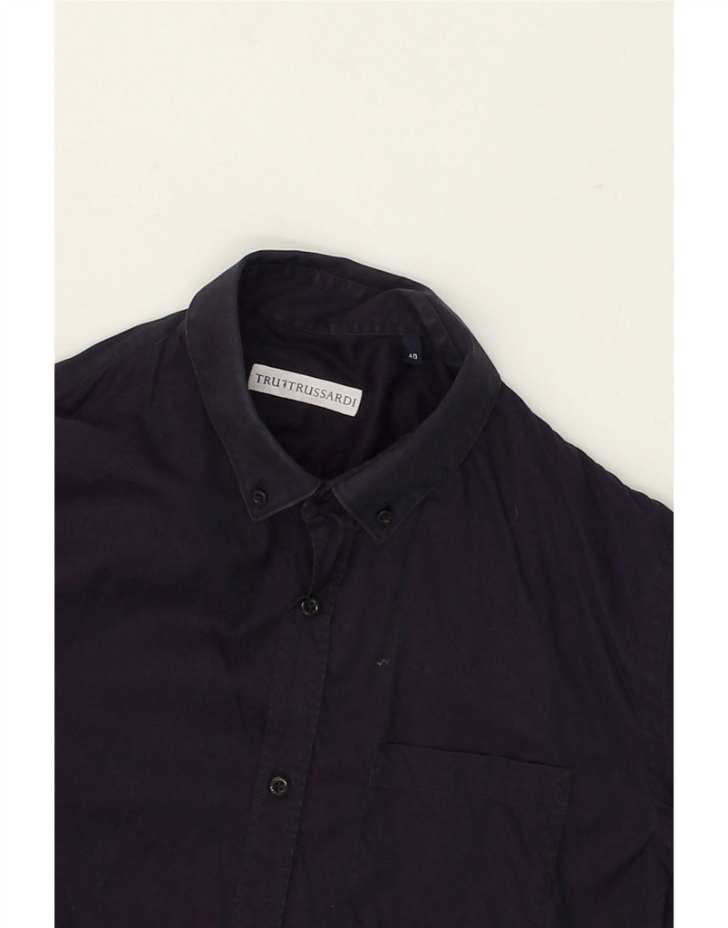 TRUSSARDI Mens Shirt Size 40 Medium Purple Cotton | Vintage Trussardi | Thrift | Second-Hand Trussardi | Used Clothing | Messina Hembry 