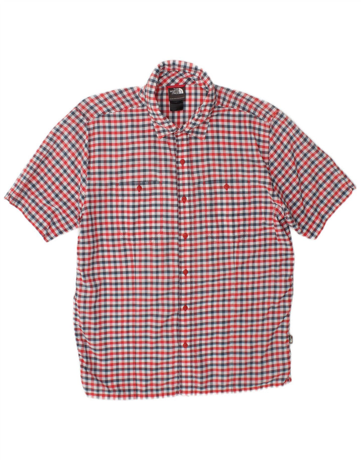 The North Face Mens Short Sleeve Shirt Medium Red Check Cotton