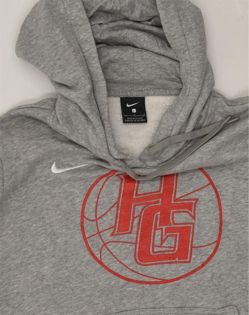 NIKE Mens Graphic Hoodie Jumper Large Grey Cotton | Vintage Nike | Thrift | Second-Hand Nike | Used Clothing | Messina Hembry 