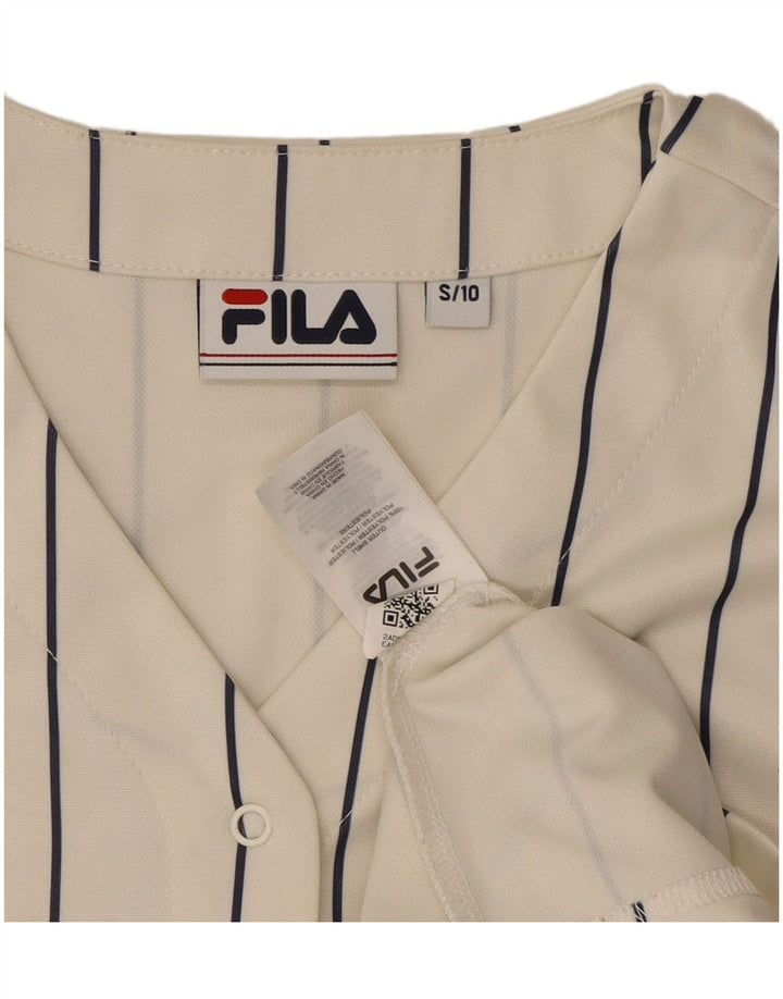 Fila Womens Graphic Oversized Jersey Top UK 10 Small White Striped