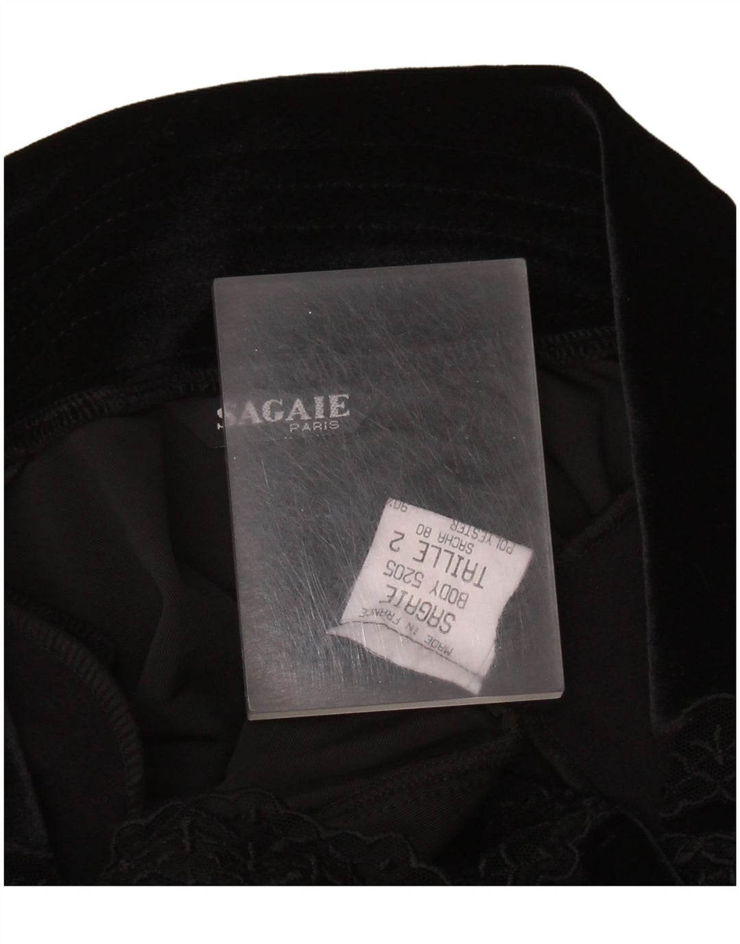 SAGAIE Womens Long Sleeve Velvet Bodysuit UK 12 Medium Black Polyester