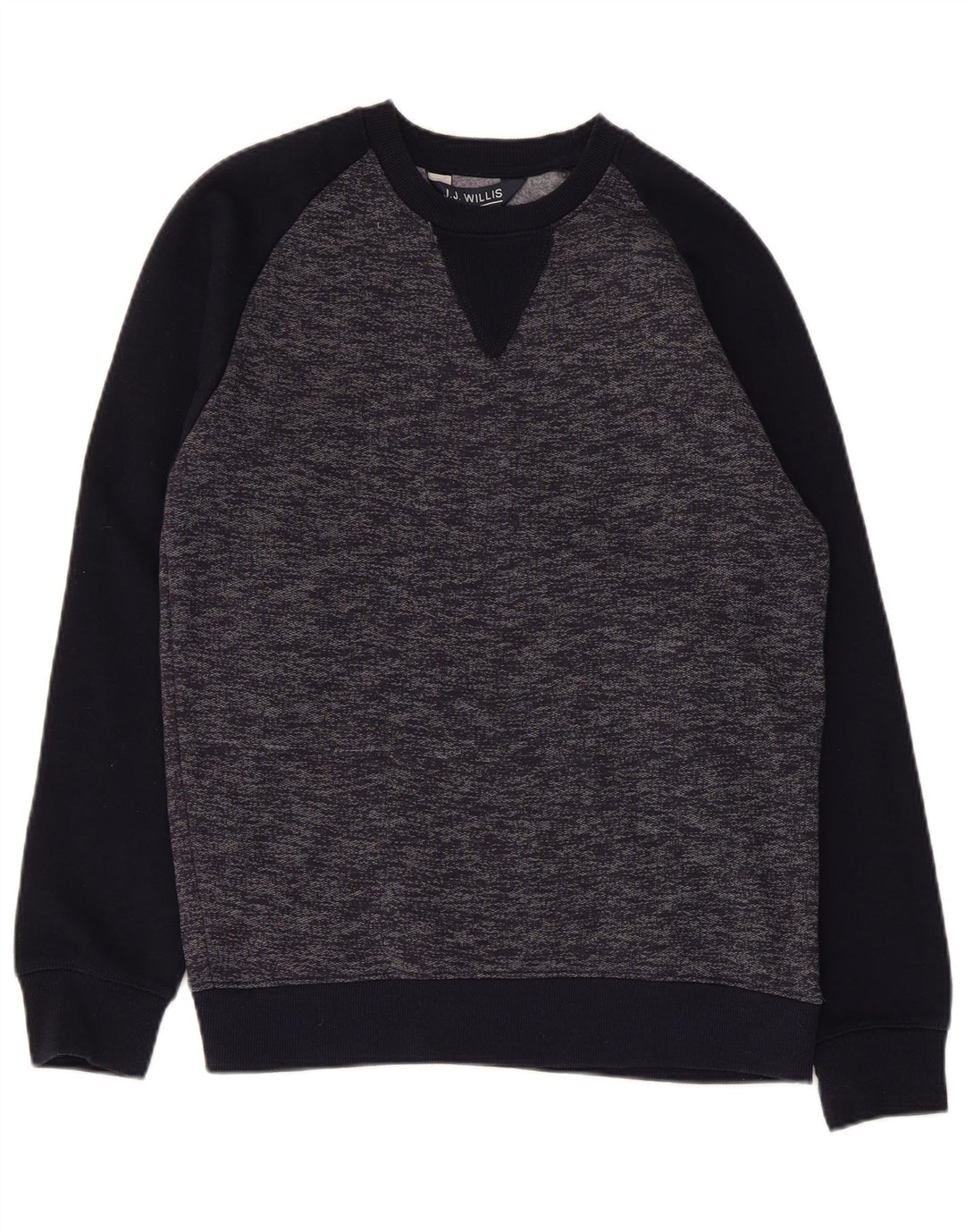 J.J. WILLIS Mens Sweatshirt Jumper Medium Navy Blue Colourblock Cotton