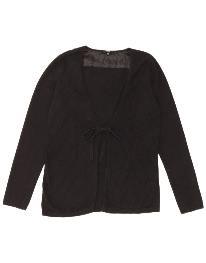 Hobbs Womens Front Tie Cardigan Sweater UK 10 Small  Black Cotton