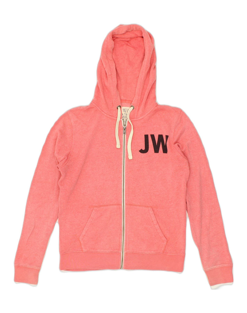 JACK WILLS Womens Graphic Zip Hoodie Sweater UK 12 Medium Pink Cotton | Vintage Jack Wills | Thrift | Second-Hand Jack Wills | Used Clothing | Messina Hembry 