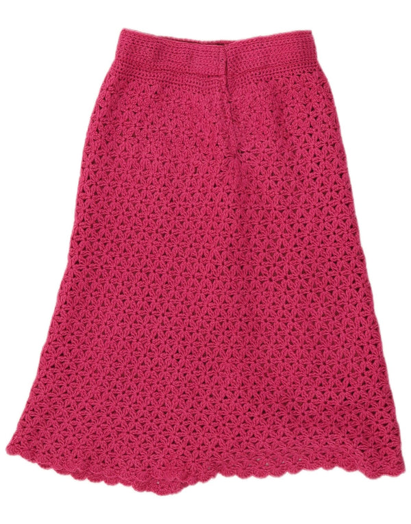Vintage Womens Knit A-Line Skirt W28 Medium Pink