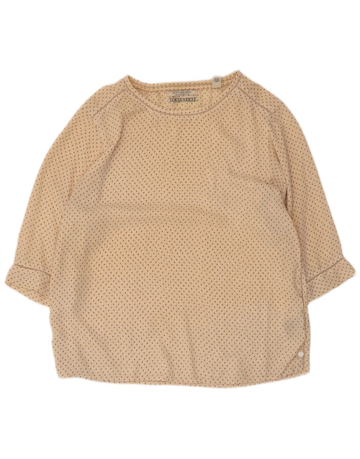 Scotch & Soda Womens 3/4 Sleeve Blouse Top US 3 Small Beige Spotted
