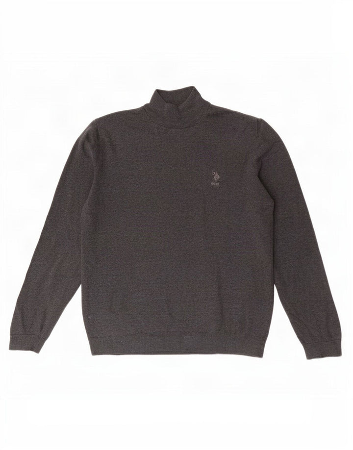U.S. Polo Assn. Mens Turtle Neck Jumper Sweater Large Grey
