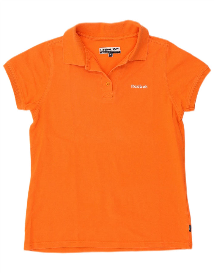 Reebok Womens Polo Shirt UK 12 Medium Orange Cotton