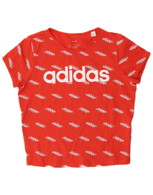 Adidas Womens Crop Graphic T-Shirt Top UK 16/18 Large Red Cotton