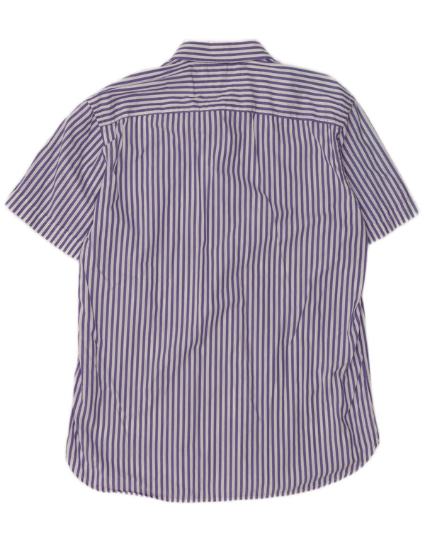 Tommy Hilfiger Mens Short Sleeve Shirt Large Purple Striped Cotton