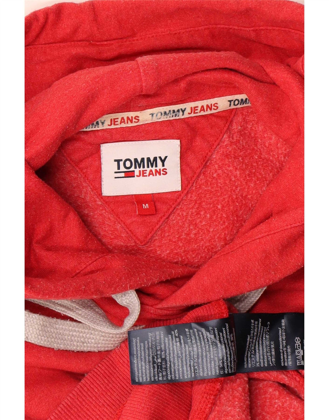 Tommy Hilfiger Mens Graphic Hoodie Jumper Medium Red Cotton