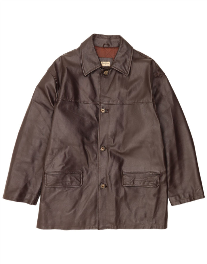 Vintage Mens Leather Jacket IT 52 XL Brown