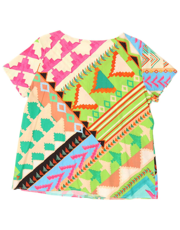 Vintage Womens Shirt Blouse UK 16 Large Multicoloured Geometric